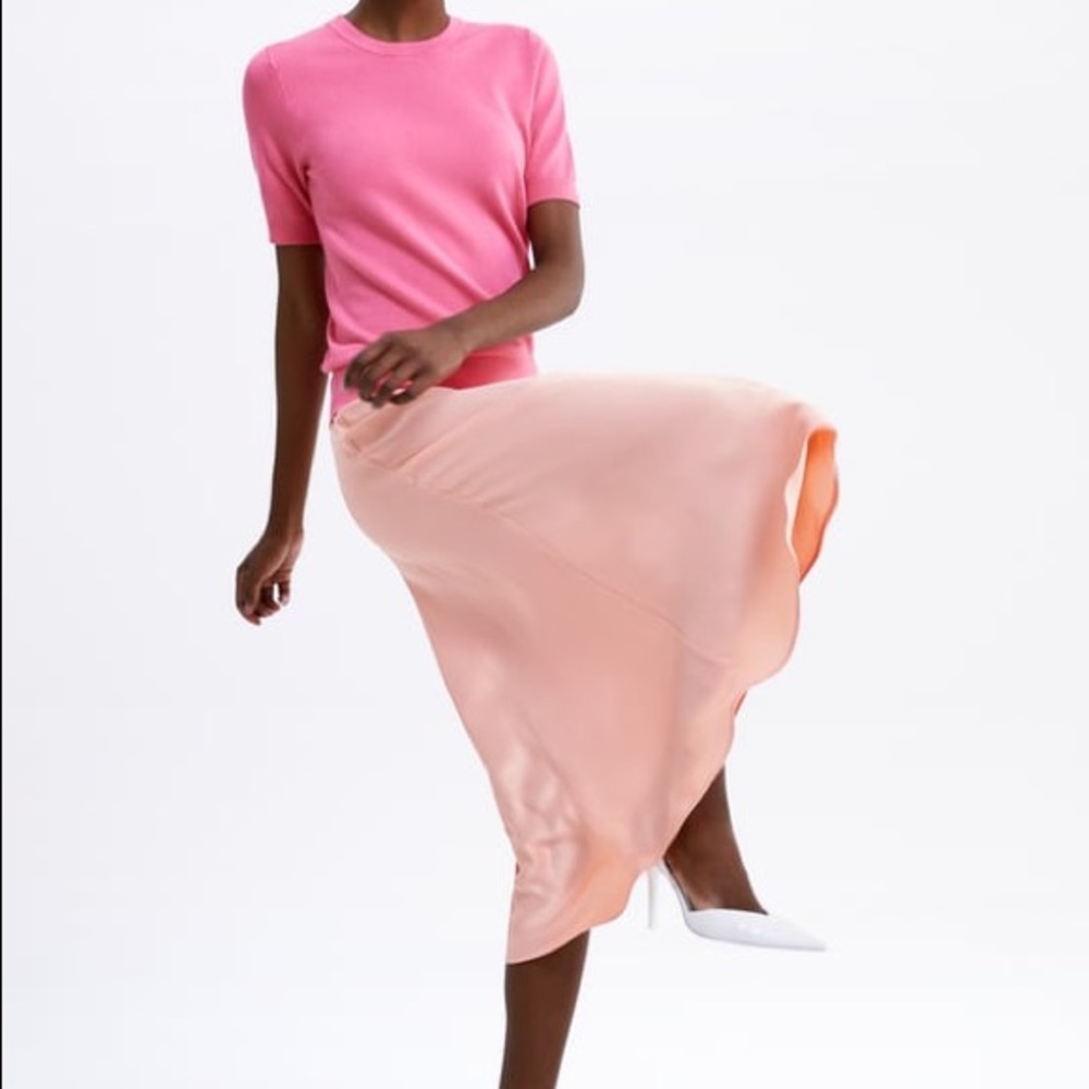 Zara satin flowy skirt tangerine